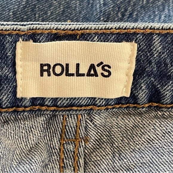 Rolla’s | Blue High Rise Classic Straight Raw Hem Jeans - Picture 7 of 9